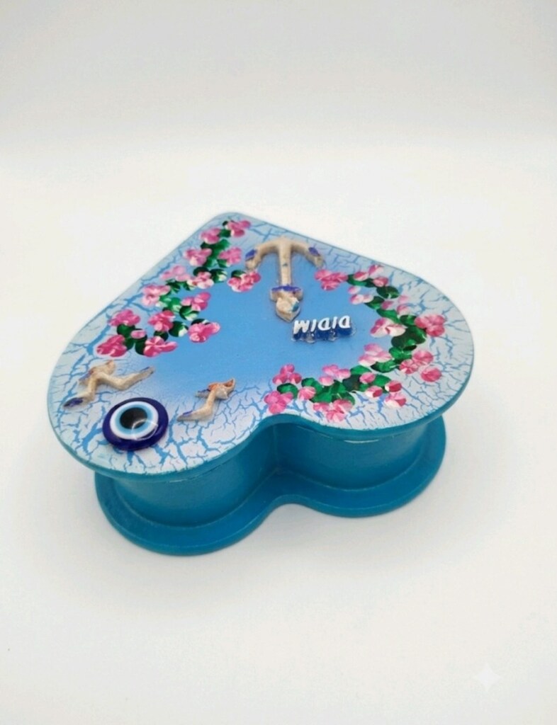 Didim Temalı El Yapımı Ahşap Kalp Takı ve Hatıra Kutusu (15x15x7 cm) - 3