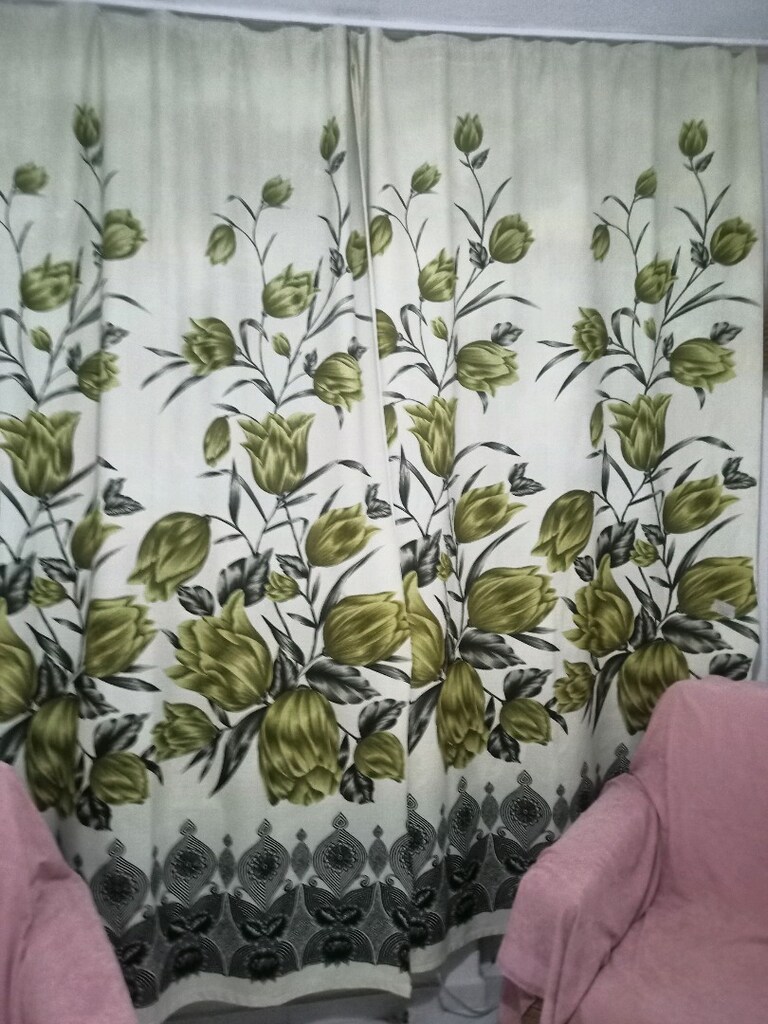 desenli kalın Vintage gece perdesi iki tane - 3