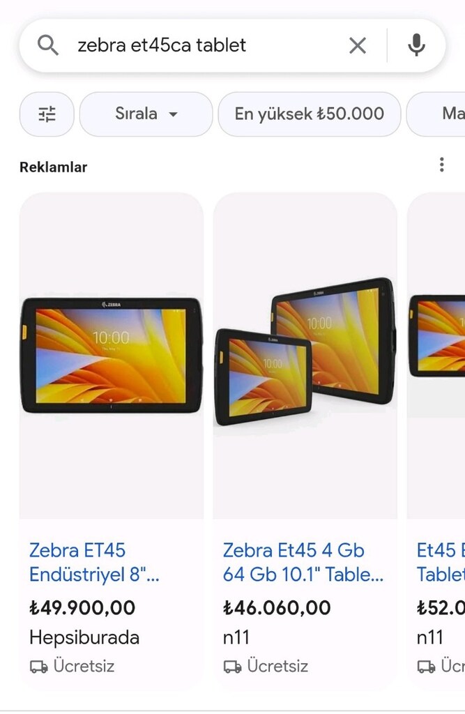 ZEBRA ET45CA Endüstriyel Tablet - Barkod/Karekod Okuma - 7