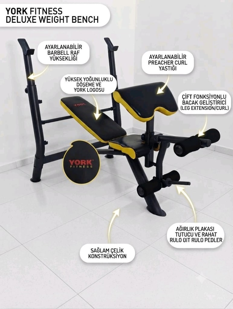 York Fitness Deluxe ile Profesyonel HALTER SEHPASI ADRESE TESLİM - 3