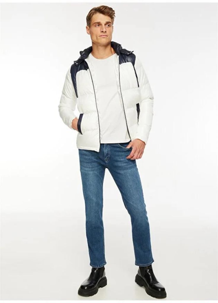 Erkek Kapüşonlu Şişme Mont - XL - 2