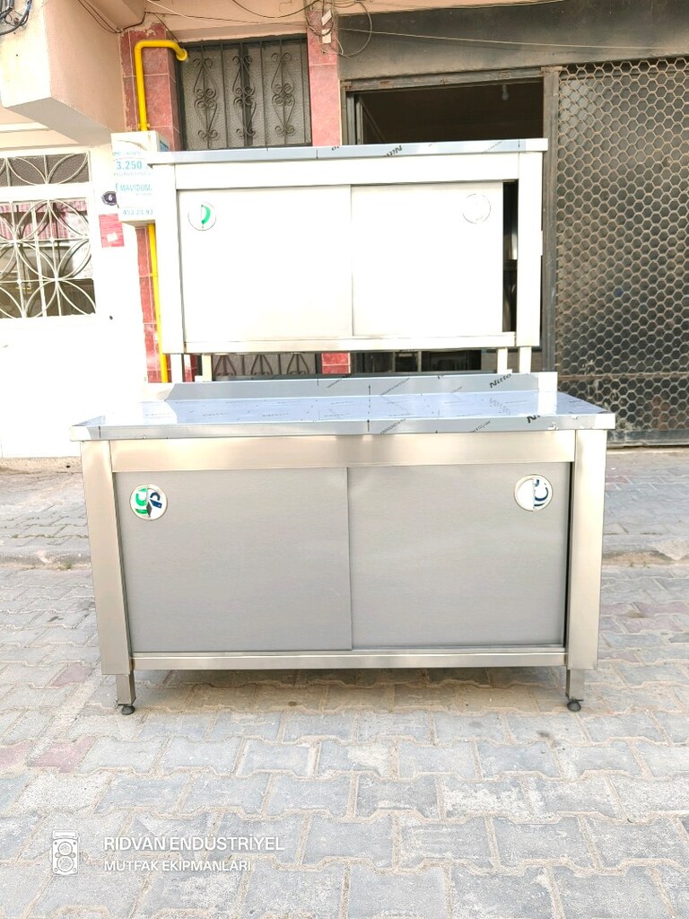 140 cm krom tezgah endüstriyel hazır mutfak krom çalışma tezgahı - 8