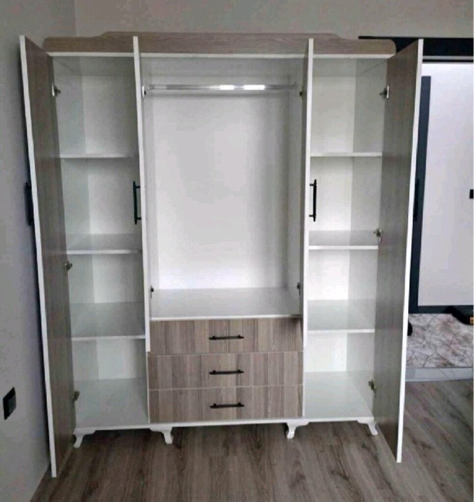 SIFIR Gardrop 13000₺ HEMEN TESLİM DÖRT KAPAKLI ÜÇ ÇEKMECE Giysi Dolabı - 8