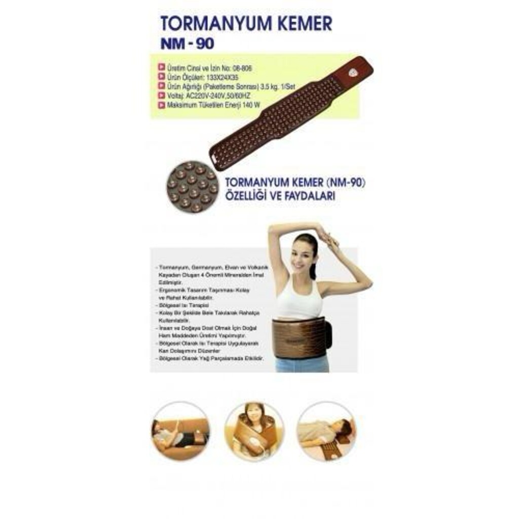 (sıfır) NUGABEST TORMANYUM TAŞLI ISI KEMERİ NM-90 NUGA BEST - 3