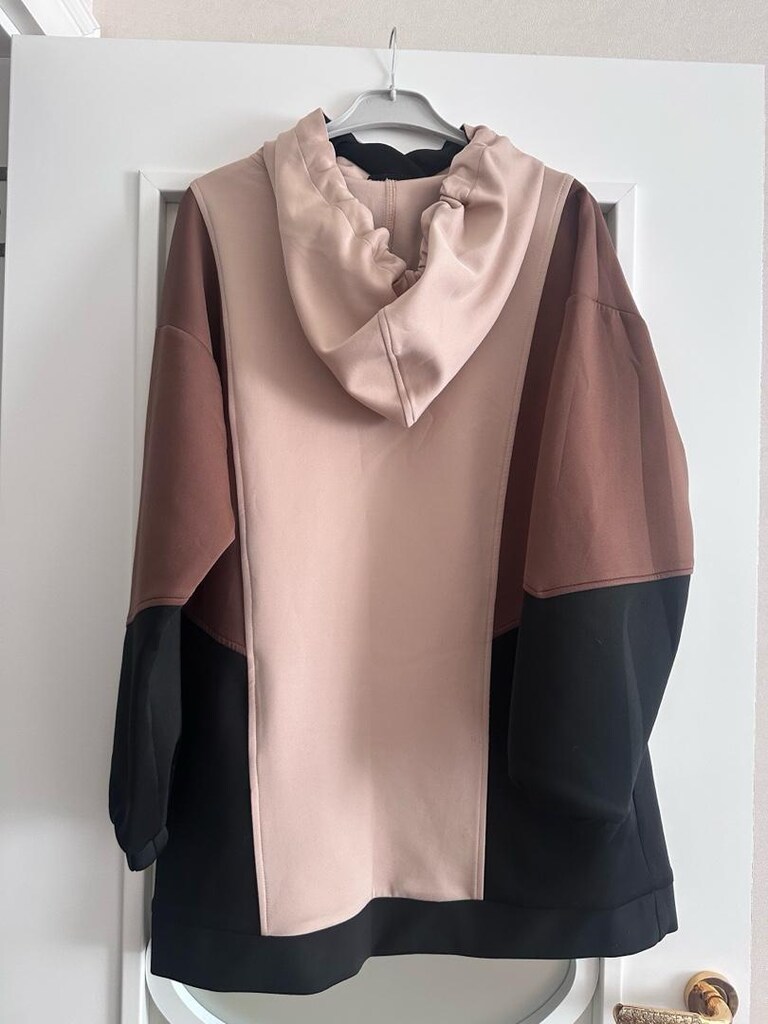 Drapeli Kahverengi Kadın Sweatshirt - 2