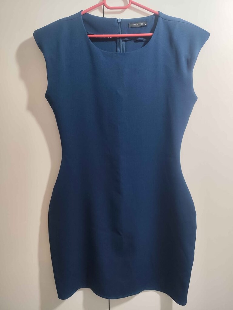 Trendyol Vatkalı Lacivert Mini Elbise - 3