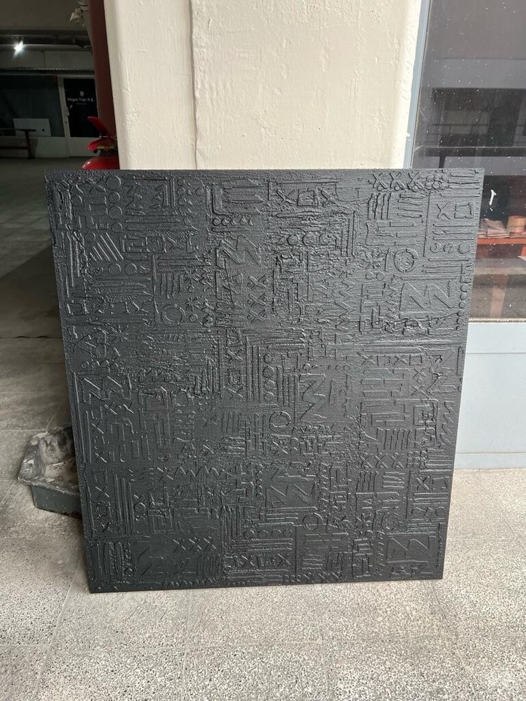 TABLO EL İŞÇİLİĞİ MDF ÜZERİ DOKULU KABARTMALI TEKNİK80x100 SİYAH TABLO - 8