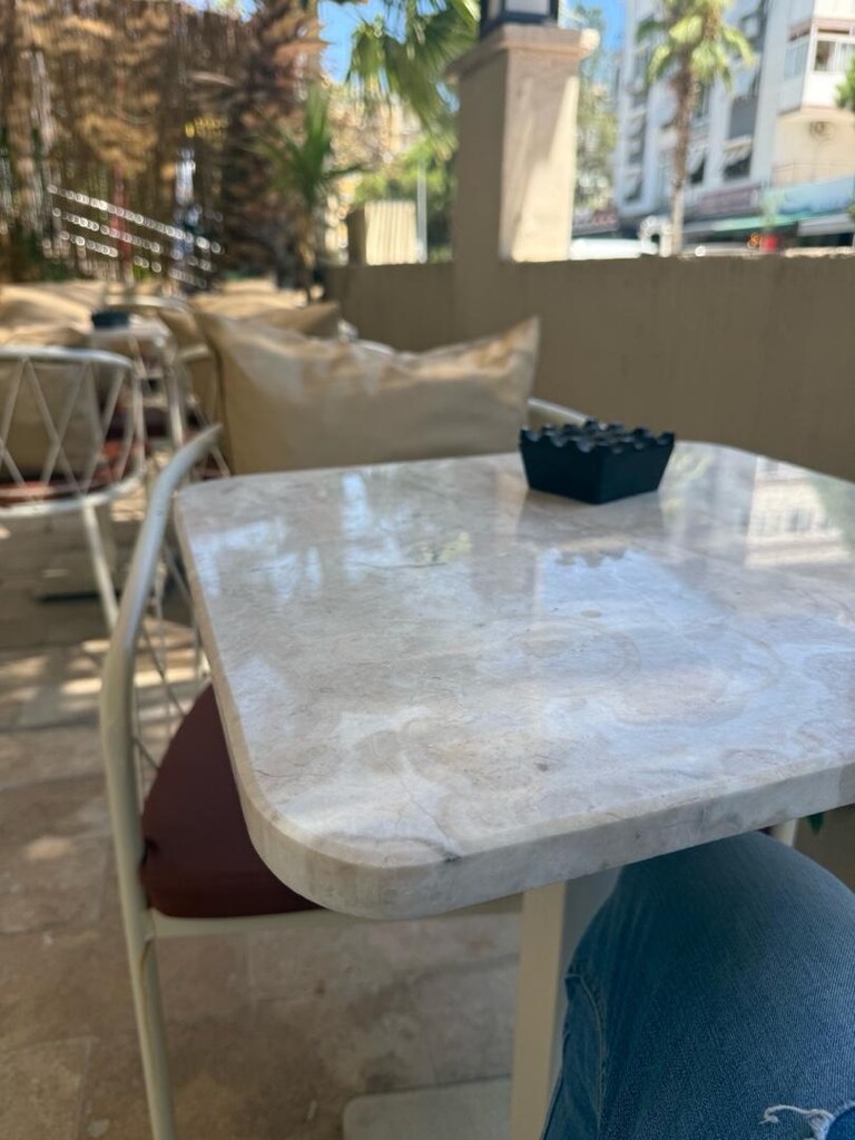 Mermer masa, metal sandalye cafe - 6