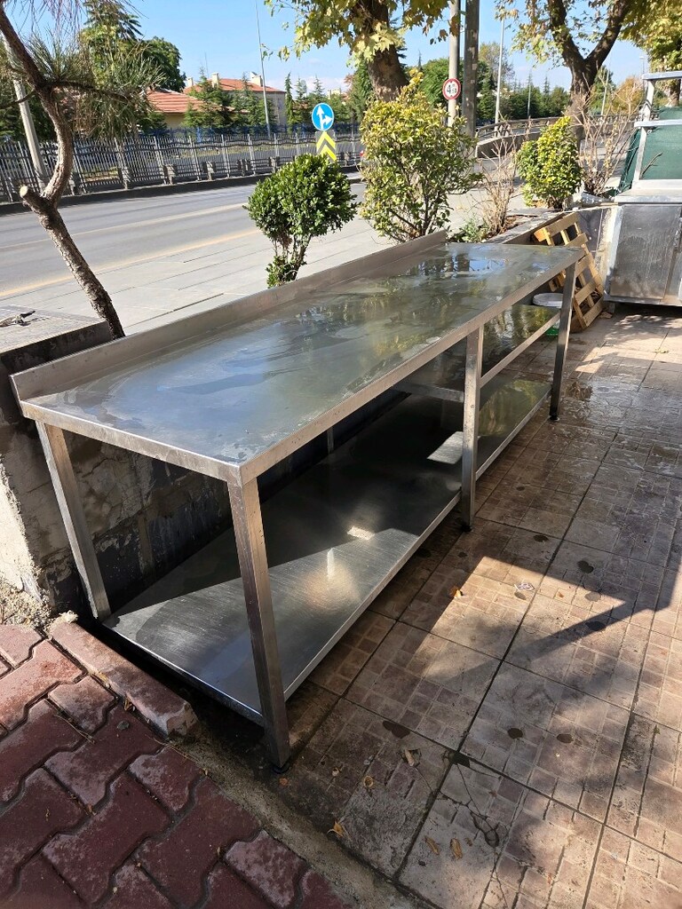 Krom Endüstriyel Tezgah Çalışma Tezgahı Ara Raflı 235×60 - 3