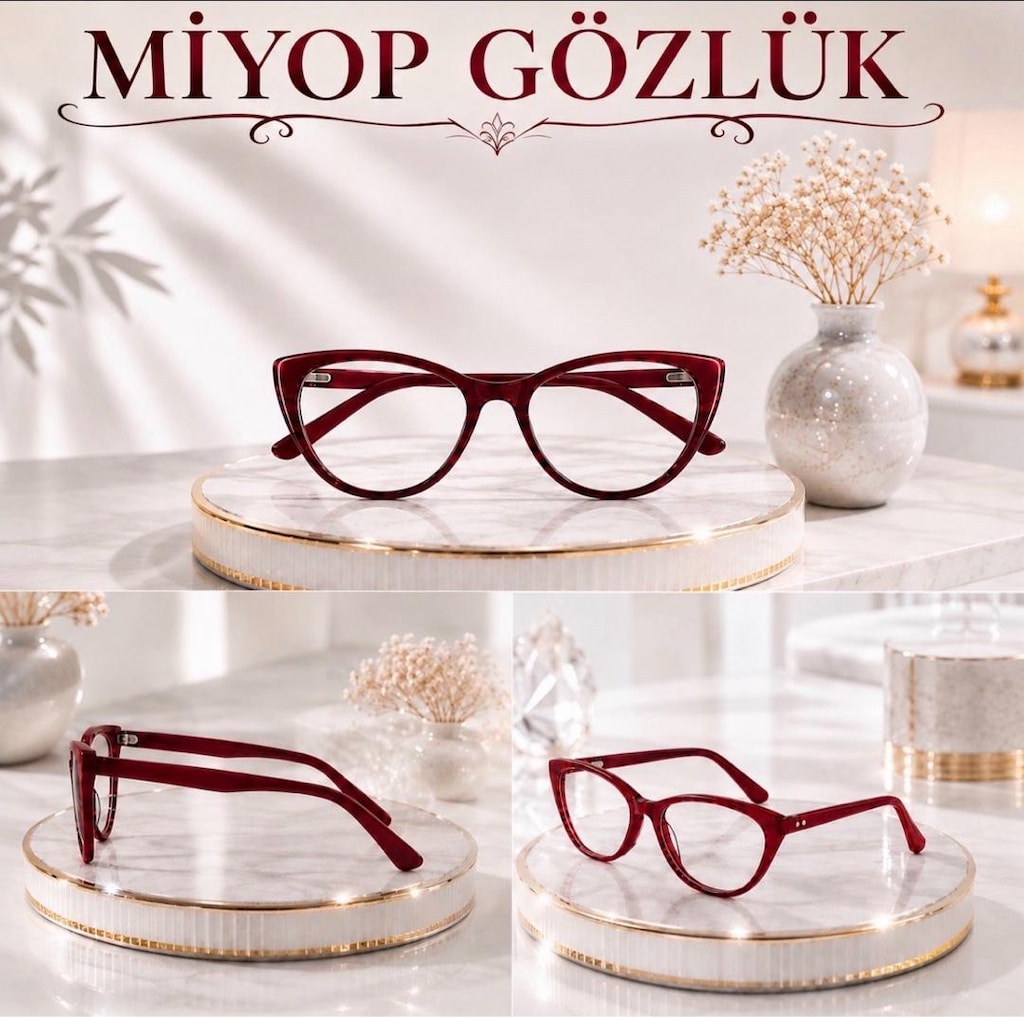 -4 Numara Sıfır Cat Eye Bayan Uzak Gözlük - 3