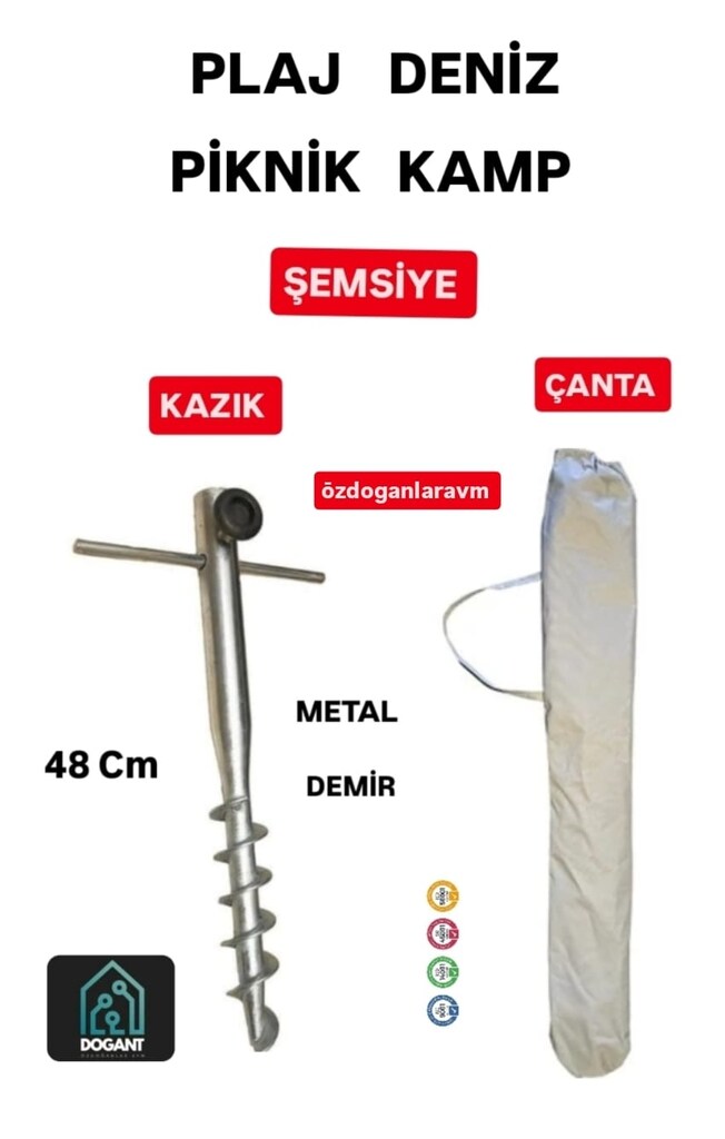 Deniz Plaj Piknik Şemsiyesi Kazk Aparat ı + Çantası