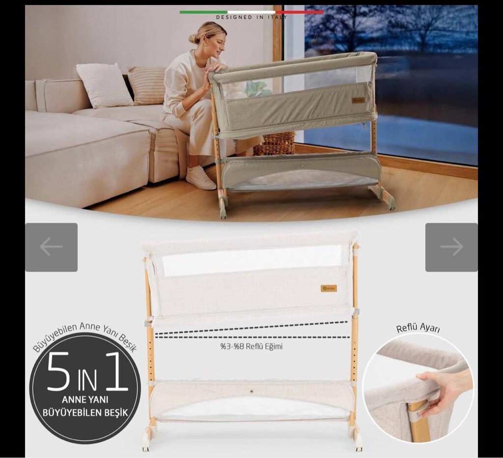 ELELE Elele Lettino 4in1 XL Büyüyebilen Anne Yanı Park yatak 0-100 kgs - 9