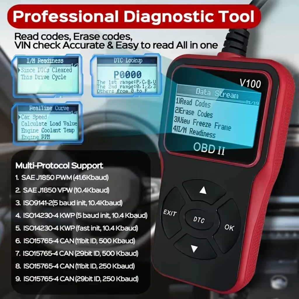 OBD II - V100 Arıza Tespit Cihazı Hata Kodu Okuma ve Silme OBD2 - 3