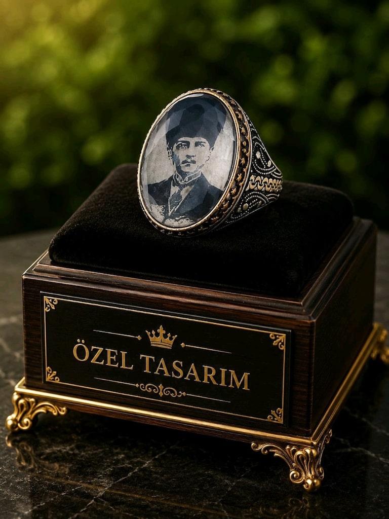 Atatürk Desenli 925 Ayar Gümüş Yüzük - 2