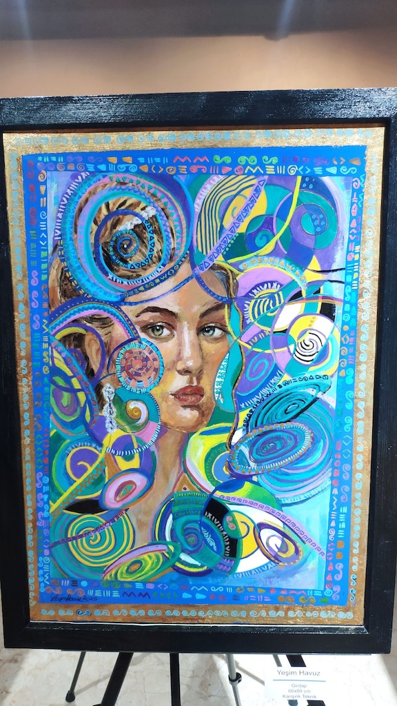 Tablo soyut portre 60x80cm çerçeveli eser