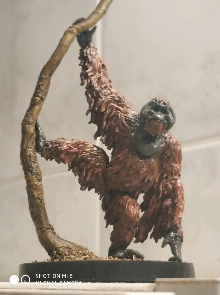 Koleksiyonluk El Boyaması Sumatran Orangutan Minyatürü (FRP / Diorama - 5