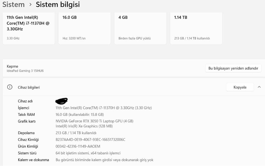 lenovo ideaped gaming 3 rtx 3050 ti 15.6 inç 165hz full hd notebook - 5