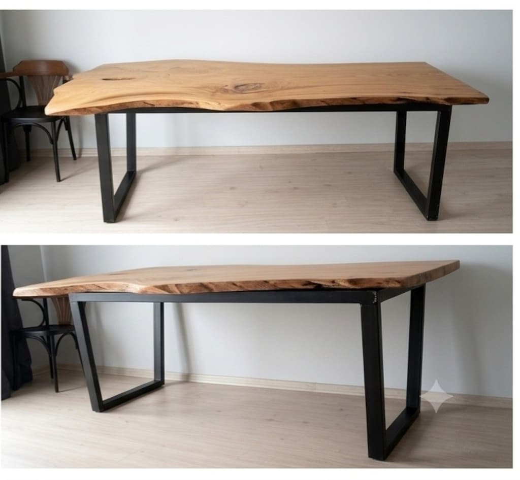 Doğal Ağaç Kütük Kesme Masa 200cm/105cm