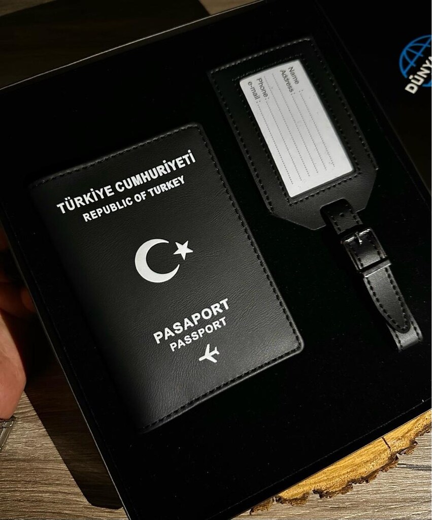 Pasaport Kılıfı, Pasaport Kabı Cüzdanı, Bagaj Valiz Etiketi 2’li Set - 4