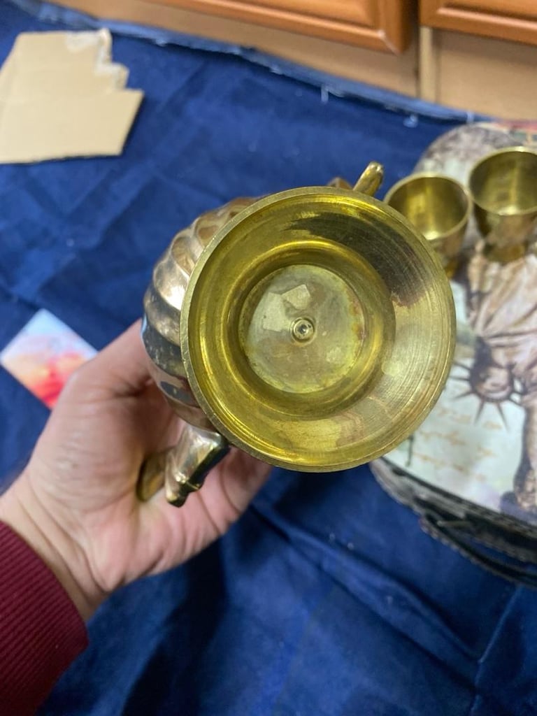 Vintage Pirinç Kahve/Şerbet Takımı - 6 Bardak + 1 İbrik - 6