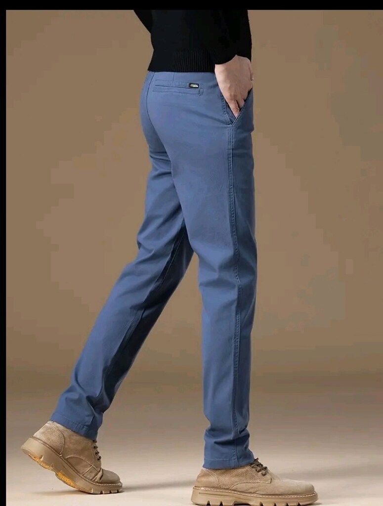Erkekler için Esnek Resmi Pantolon - Klasik İş Gündelik Pantolon, Bej - 3