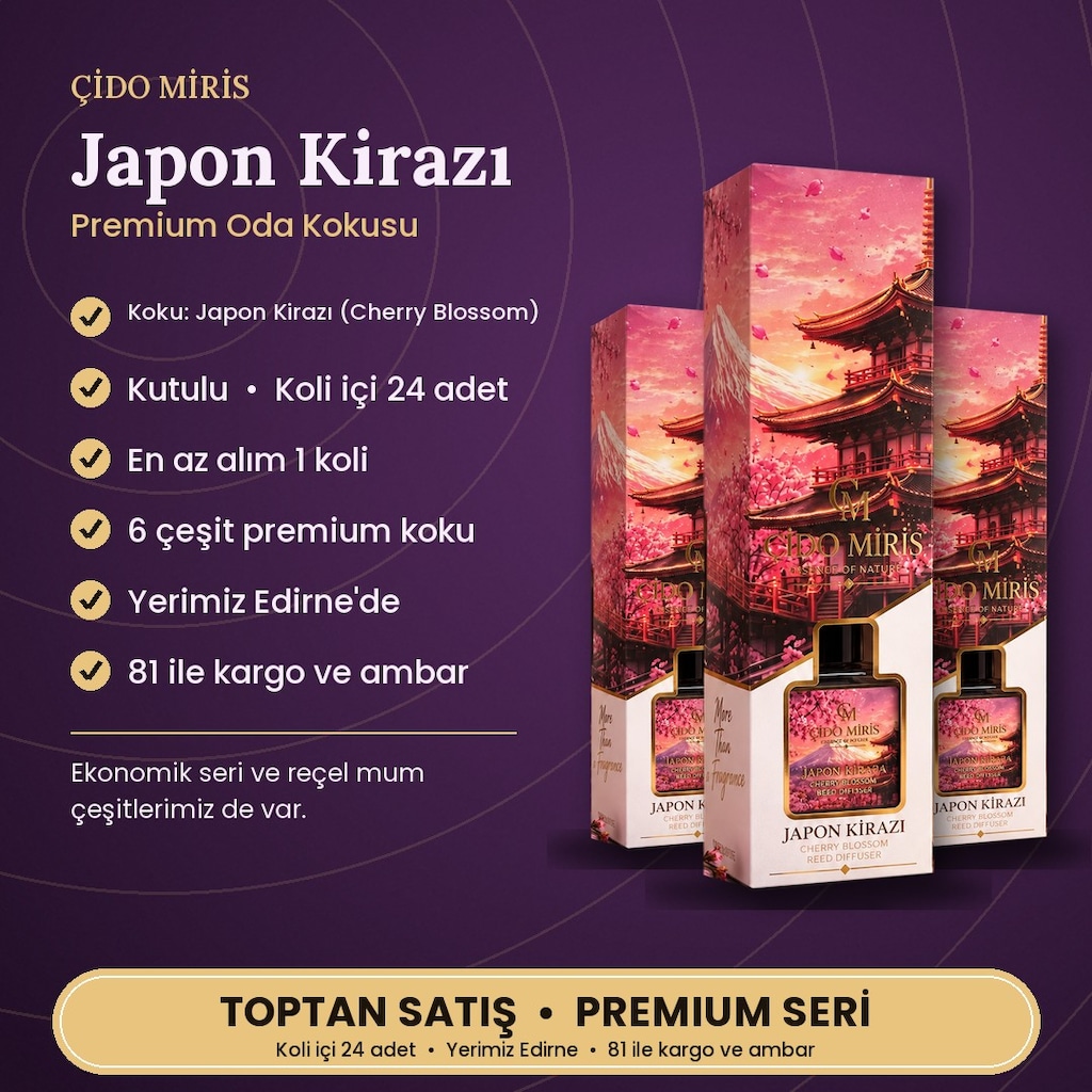 ÇİDO MİRİS KUTULU PREMIUM ODA KOKUSU JAPON KİRAZI - TOPTAN - 2