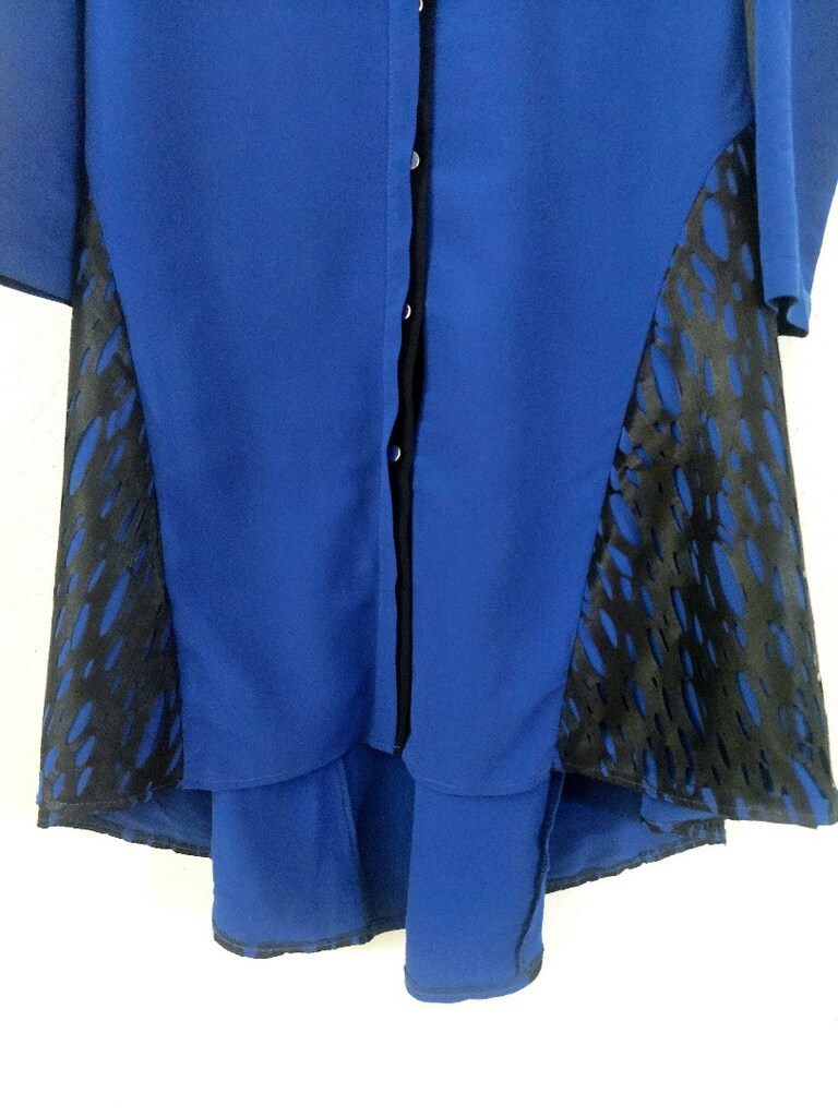 MİSLİNA gizli şerit düğme saksmavi tunik - 5