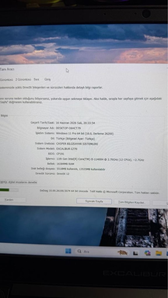 CASPER EXCALİBUR G770 RTX 3050 LAPTOP PC - 6