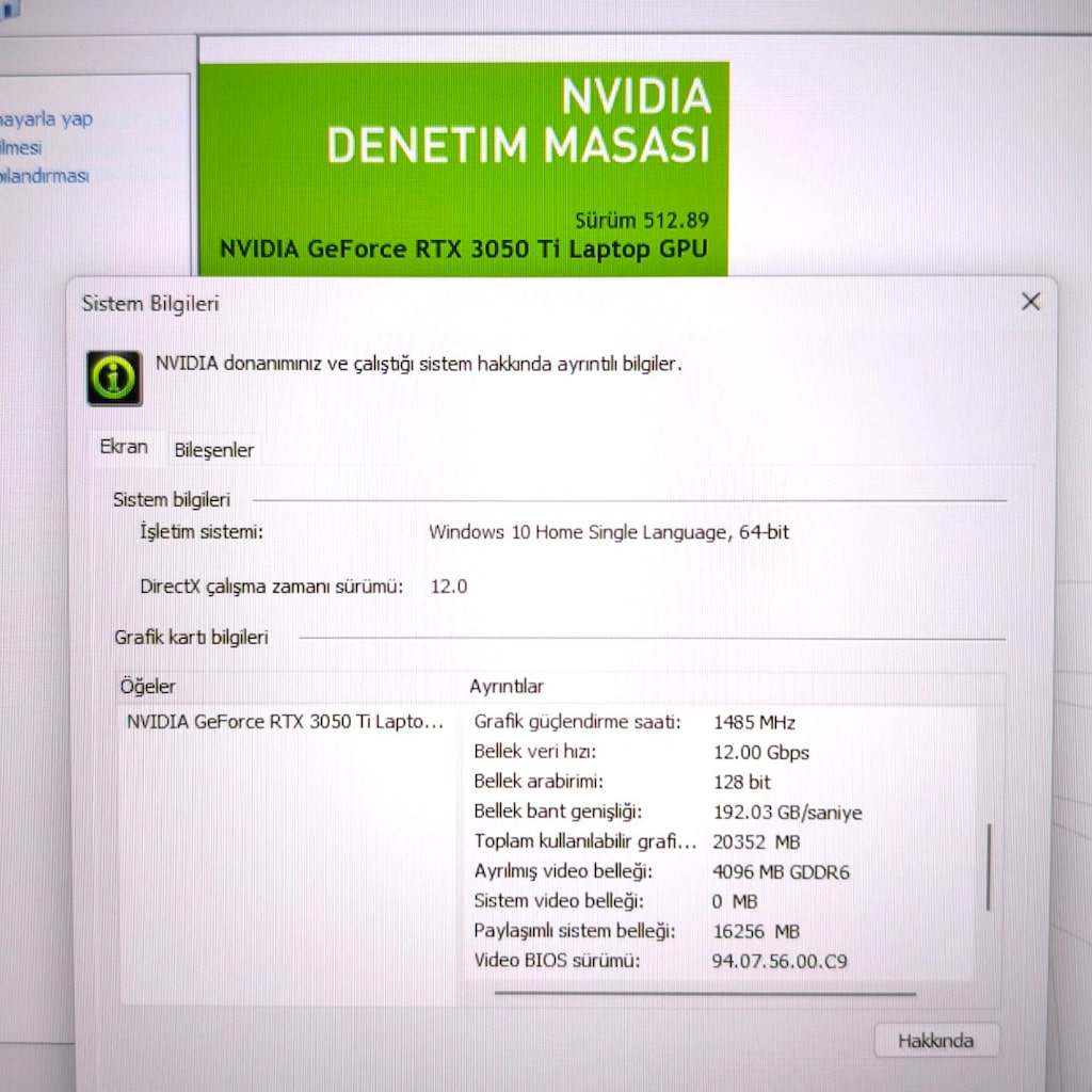 MONSTER / 32 RAM / RTX3050Tİ / 500 SSD / 17.3" BÜYÜK EKRAN / 144 HZ / - 12