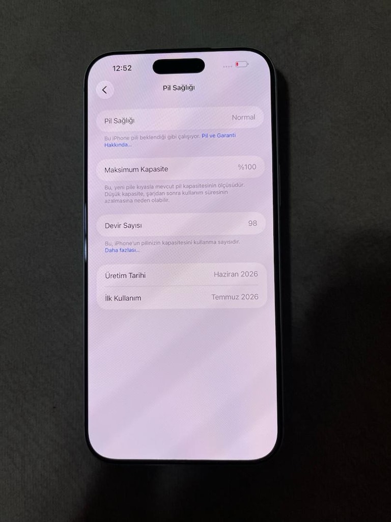 YD İPHONE 17 PRO MAX PİL 100 11 AY KULLANIMA AÇIK - 8