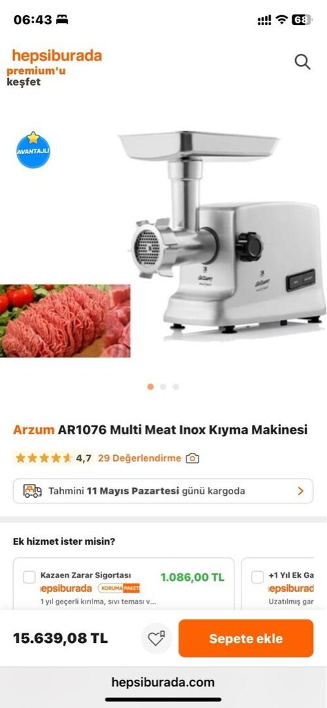 Arzum AR1076 multi meat inox kıyma makinası