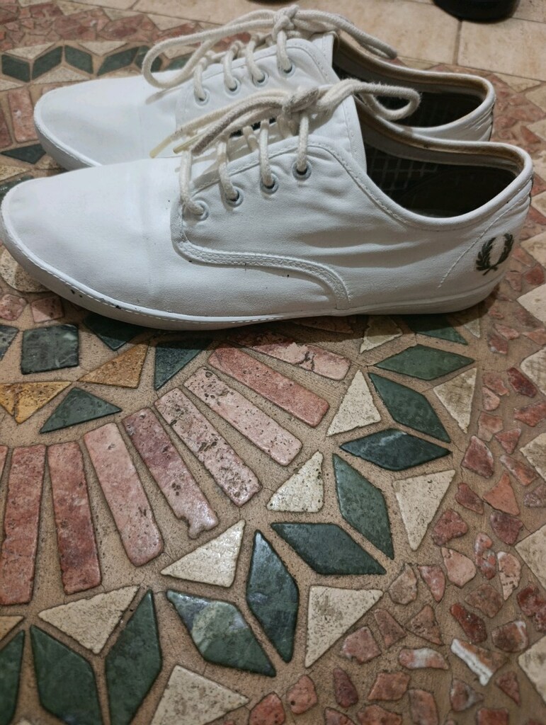 Fred Perry beyaz günlük erkek bez spor ayakkabı - 4
