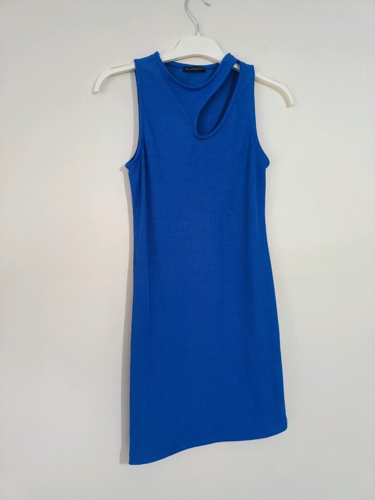 Saks Mavisi Kolsuz Dekolteli Elbise - 6