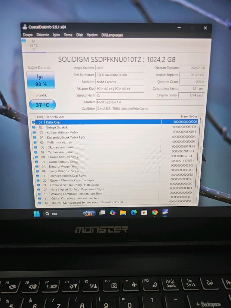 Monster Tulpar T5 V23.3.2 | RTX 4060 8GB | 32GB RAM | 1TB SSD - 3