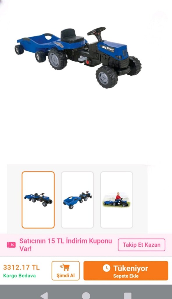 PİLSAN marka sıfırdan farksız büyük boy pedallı traktör - 3
