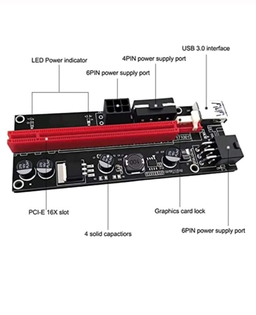 PCI-E Riser Kartı Ver009S (1x to 16x) Ekran Kartı Uzatma Kablosu & Ada - 4