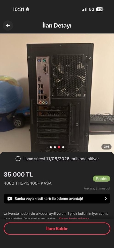 4060 TI i5-13400f satildi - 2