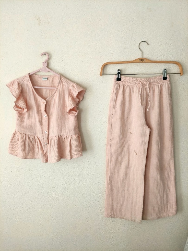 LCW müslin kumaş mat pembe İkili Takım - 5