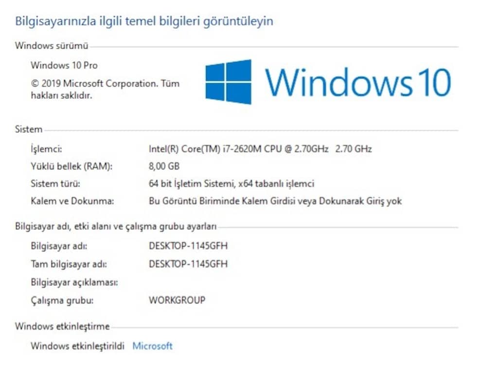 i7 (vPro) işlemci HP Metal kasa - Sıfır Yeni Pil - 8gb RAM - SSD Disk - 7