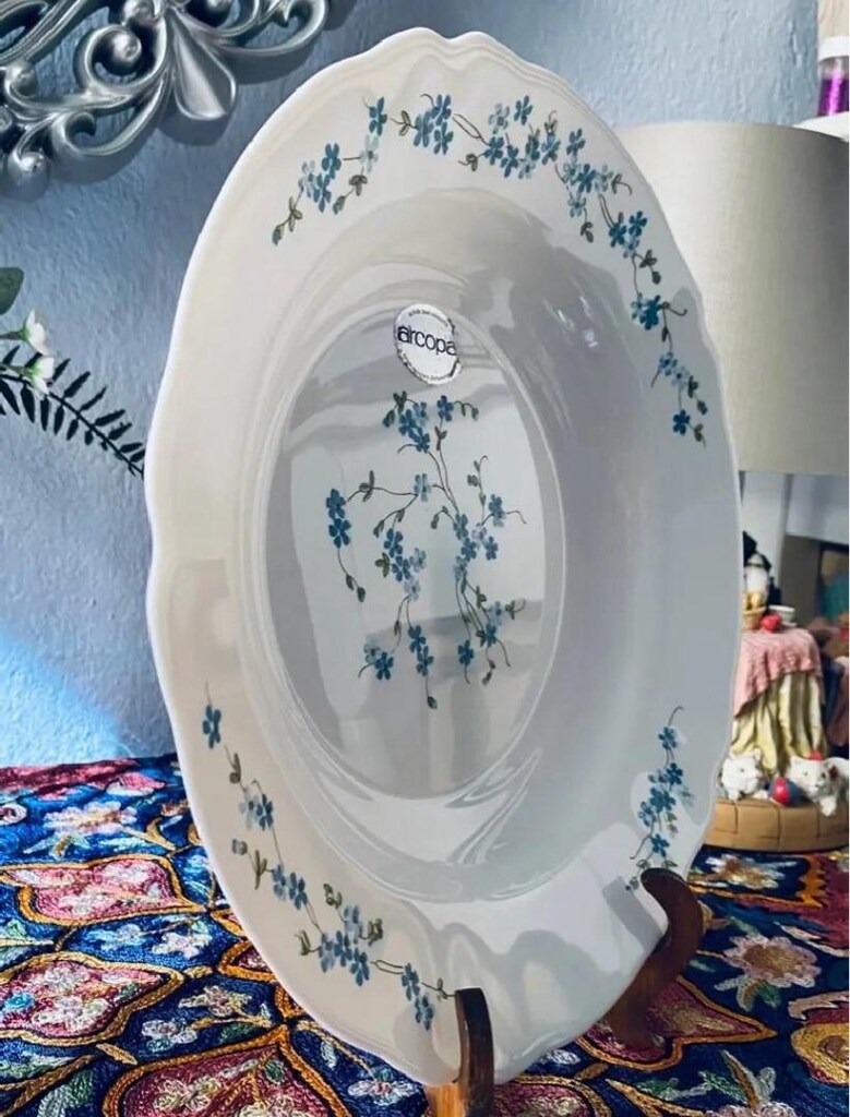 Antika Fransız Arcopal Veronica Opalin Büyük Servis Kasesi - SIFIR - 4