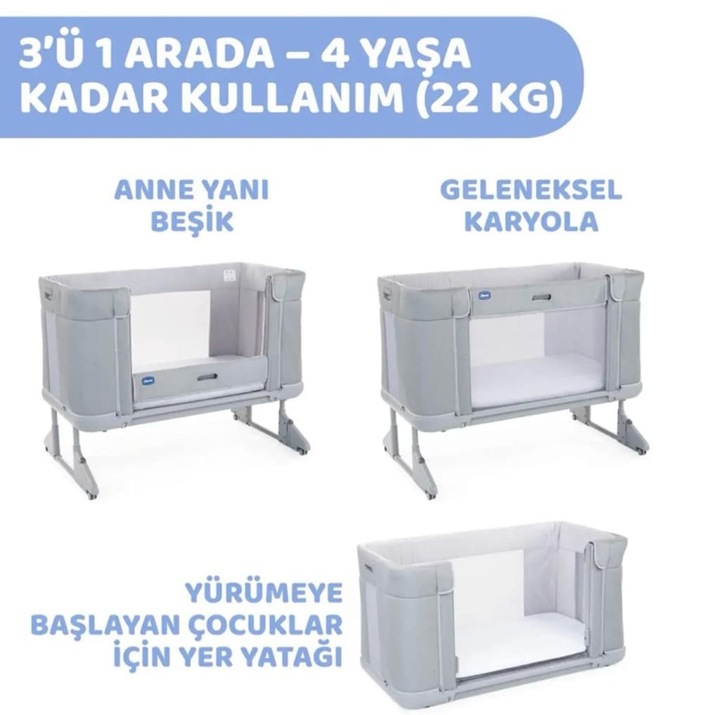 Chicco Next2Me Forever | 3’ü 1 Arada | Çok Temiz | 4 Yaşa Kadar - 6
