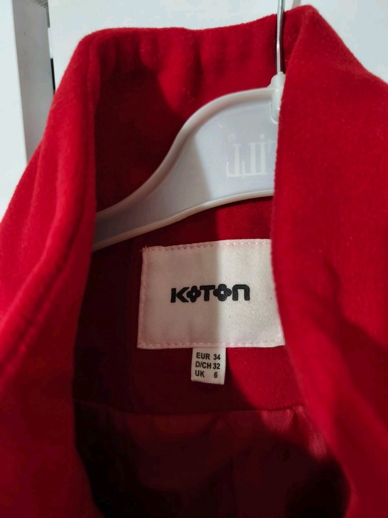 34 beden koton kırmızı kaşe kaban - 3