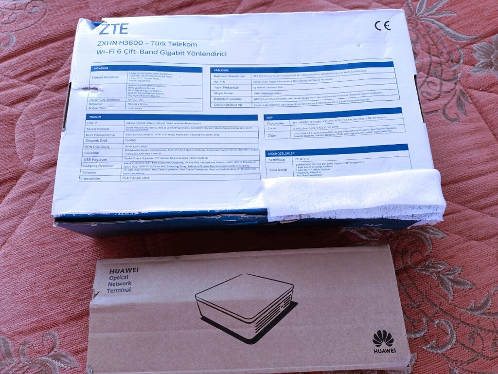 Başlık: Sıfır Kutulu Türk Telekom Wi-Fi 6 ZTE H3600 Router + Huawei ON - 5