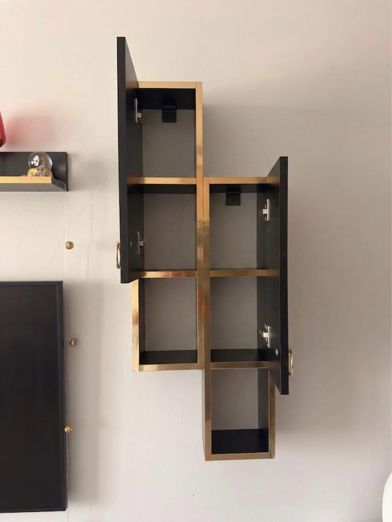 Modern Şömineli TV Ünitesi & Dekoratif Duvar Raflı Komple Set - 3