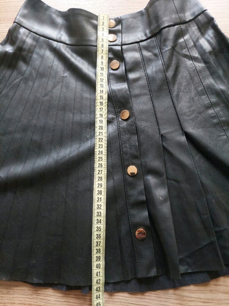 H&M deri görünüm çıtçıtlı yelpaze etek - 11