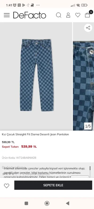 9/10 yaş DeFacto Jean pantolon