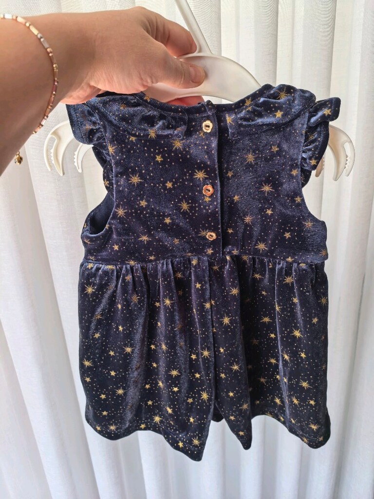 YILDIZLI LACİVERT BEBEK TULUMU - 4