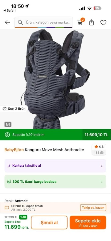 BabyBjörn Move Mesh Kanguru – Siyah - 6