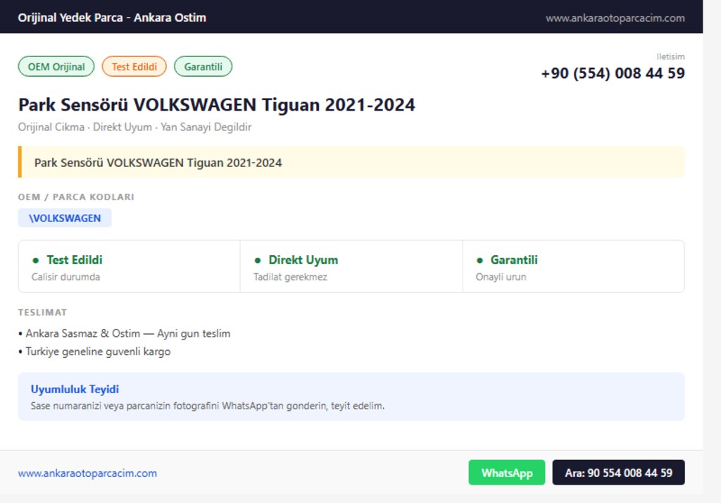 Park Sensörü VOLKSWAGEN Tiguan 2021-2024 - 2