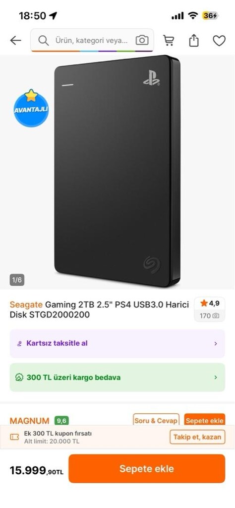 Seagate Game Drive PS4/5 STGD2000200 USB 3.0 2.5" 2 TB Harici Harddisk - 6